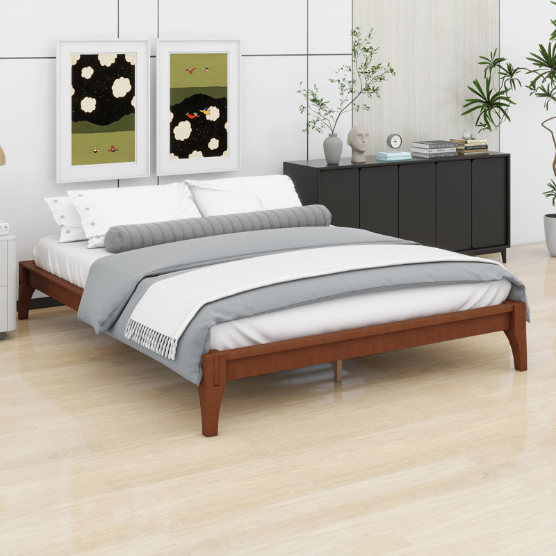 Solid Dry Bamboo Wood Platform Bed, Brown