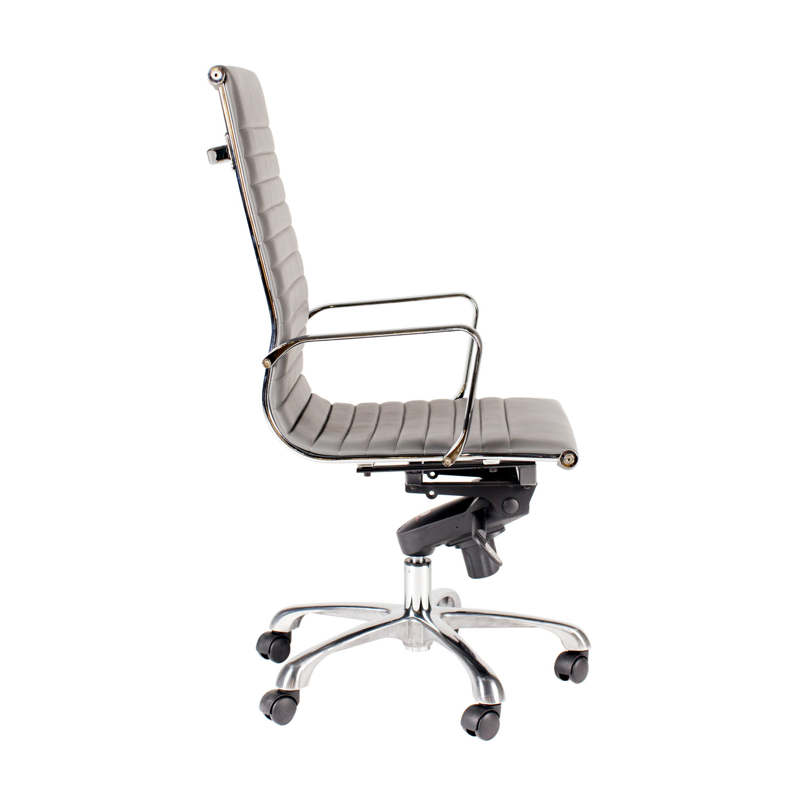 Roxana Swivel Office Chair, Grey Faux Leather