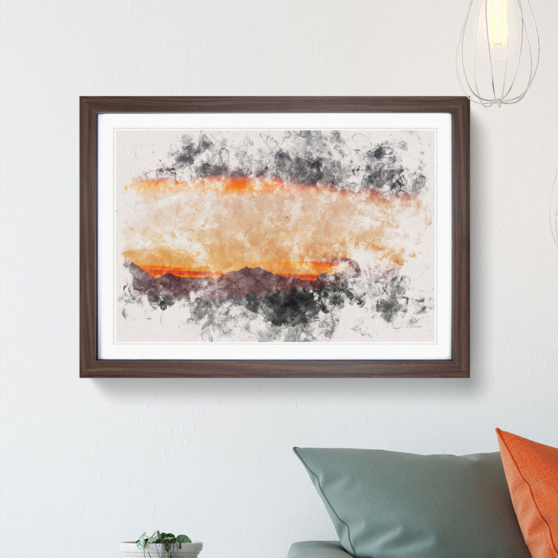 Mountains Beneath the Clouds - Framed Print, 62cm H x 87cm W x 2cm D, Walnut Framed