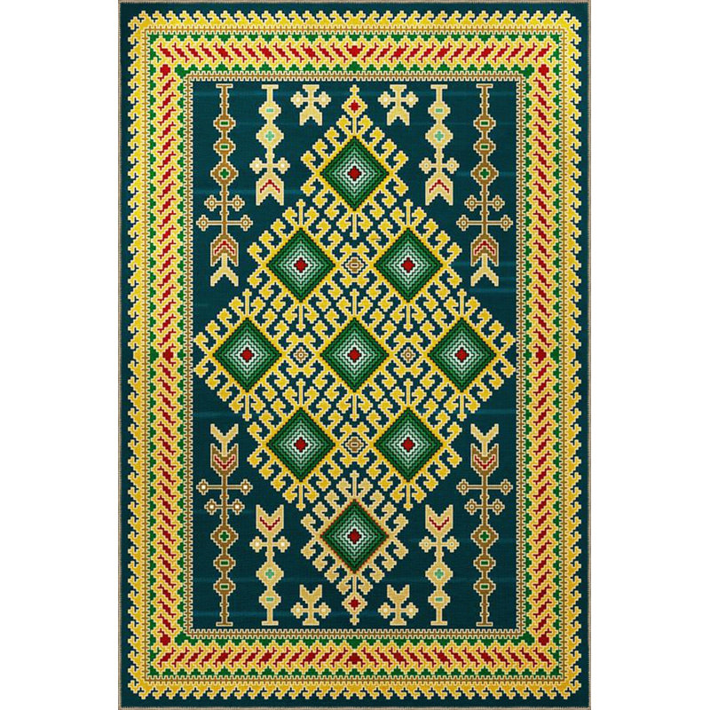 Tapis décoratif tissé à motif géométrique jaune, Sous-tapis carré 3 pi 3 po inclus