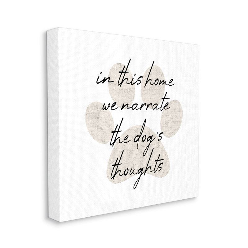Beige Paw Print Dog Thoughts Canvas Wall Art, 17 x 17
