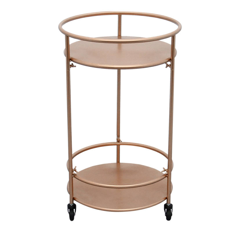 Shaler Metal Bar Cart, Rose Gold, Rose Gold