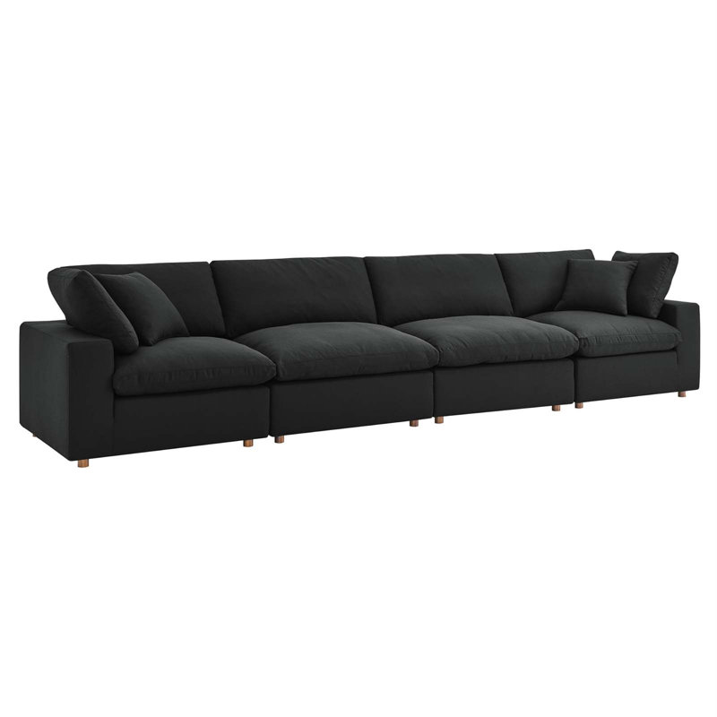 Commix Down-Filled Overstuffed Upholstered 4 Piece Sectional Sofa by Modway, Black 100% Polyester
