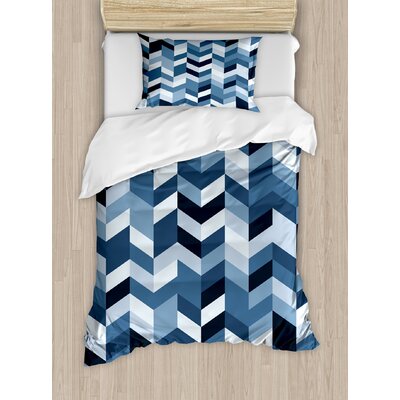 Soft Pastel Toned Modern Herringbone Pattern with Zigzag Twisty Stripes Duvet Cover Set -  Ambesonne, nev_33424_twin