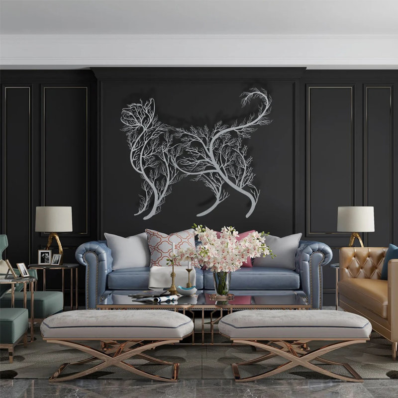 Traditional Wall Decor on Metal, 86cm H x 100cm W x 2cm D, Silver