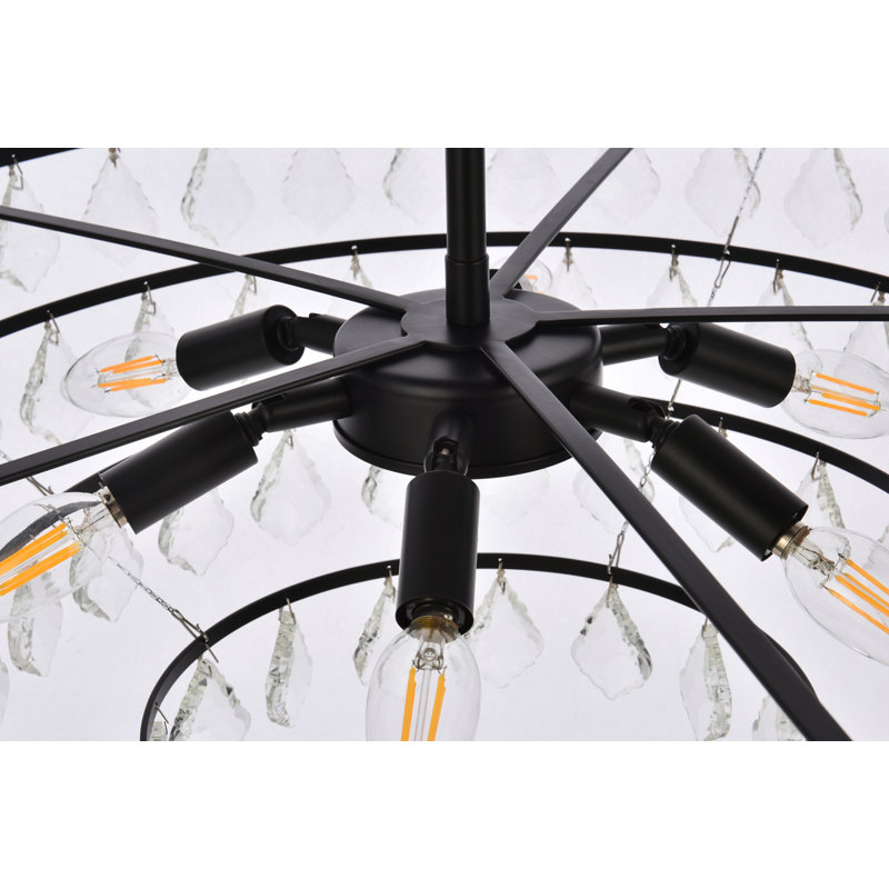 Marina Dimmable Tiered Chandelier, Black, 58" H x 28" W x 28" D