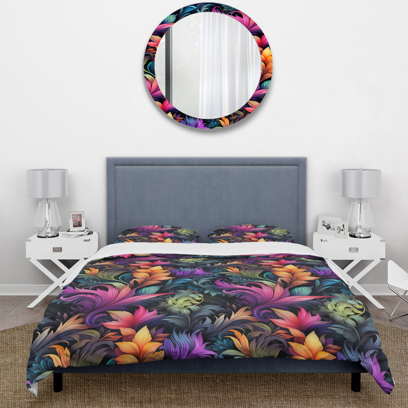 Ensemble de housse de couette Neon Foliage, Housse de couette pour très grand lit et 2 très