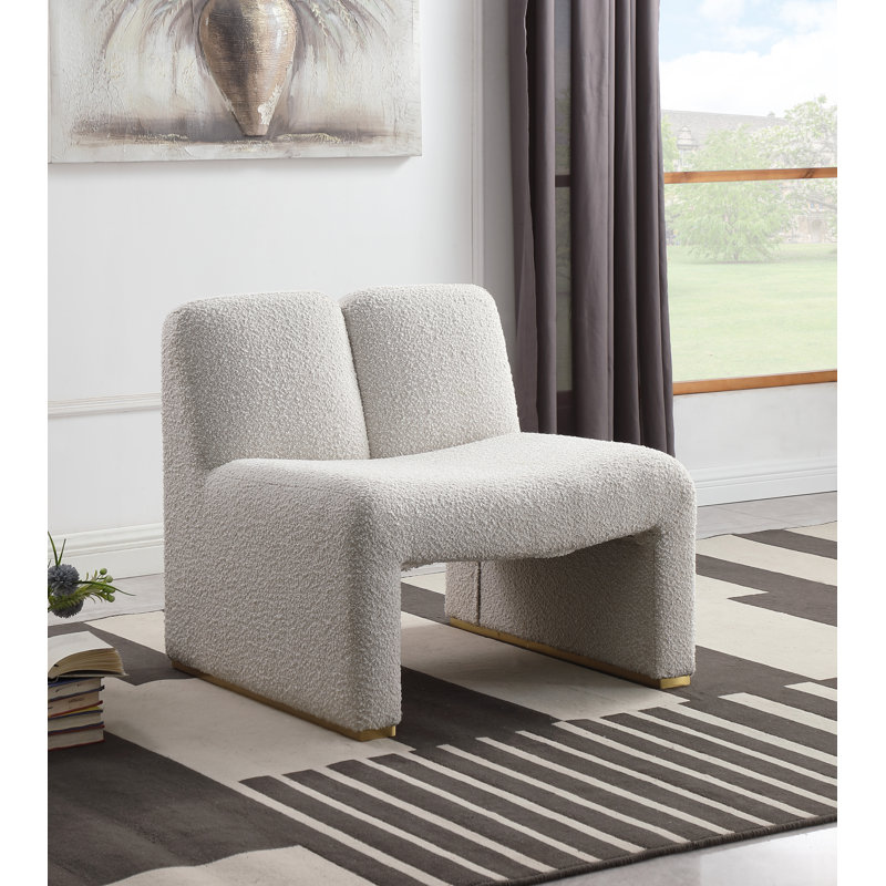 Iyesha Upholstered Slipper Chair, Cream Boucle Fabric