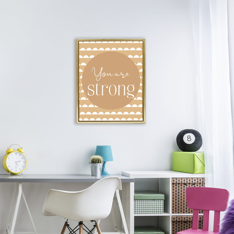 Cadre flottant You Are Strong Sentiment, design par Christine Simpson Art, H 31 po x l 25 po, Cadre flottant métallique doré
