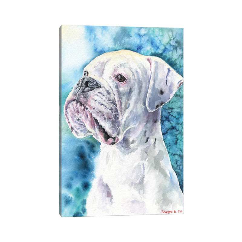 White Boxer by George Dyachenko - Wrapped Canvas Painting, 20.32 cm H x 30.48 cm W