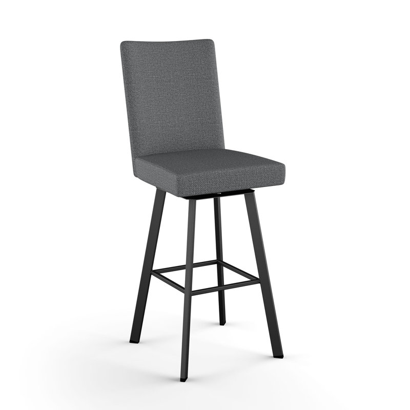 Tabouret de bar et de comptoir pivotant rembourré avec dossier, Brun foncé, Tabouret de comptoir (assise à une hauteur de 26,