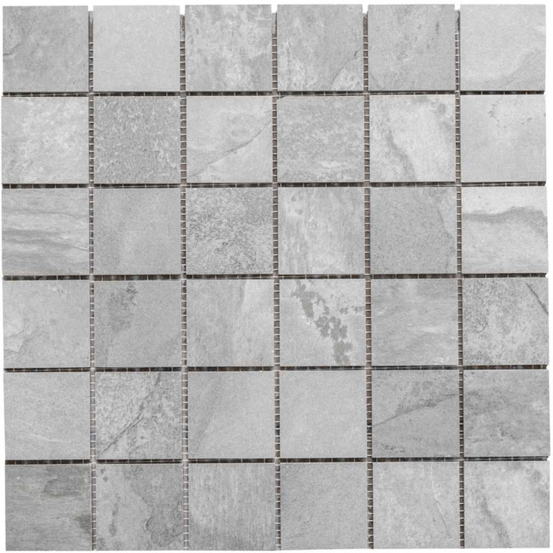 Wells Stone Slate 2" x 2" Matte Porcelain Mosaic Tile, Grey