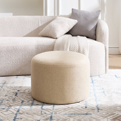 Regeani 24" Modern Round Upholstered Pouf Ottoman