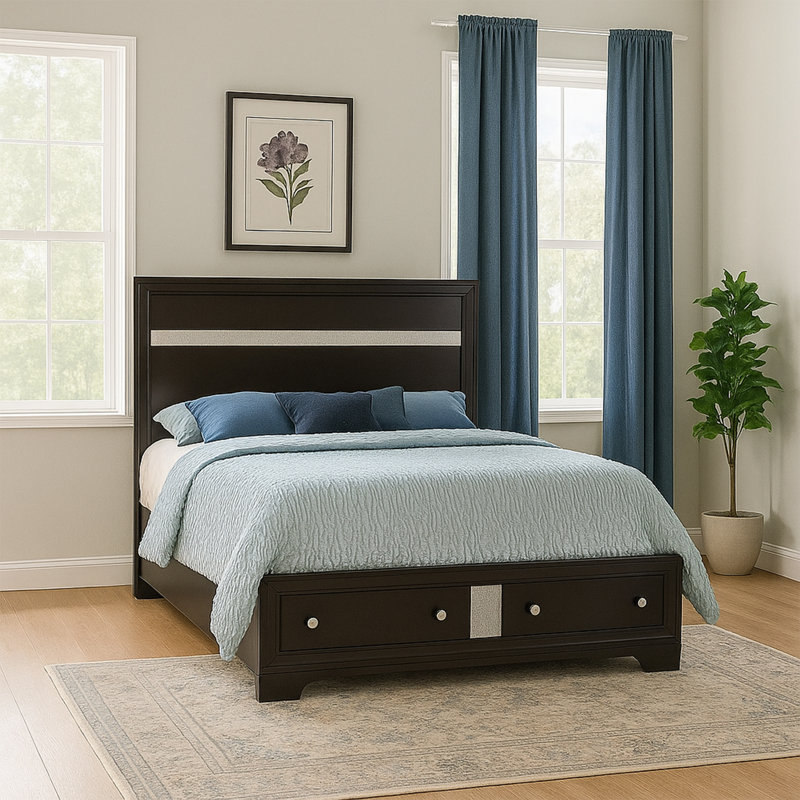 Smartt 5 Piece Bedroom Set, Full, Black