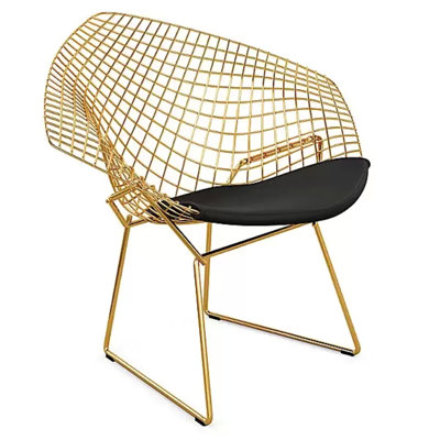 17.5'' H Faux Leather Upholstered Metal Armchair