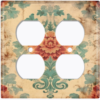 Assiette murale 2 lumières Elegant Biege Damask Rose