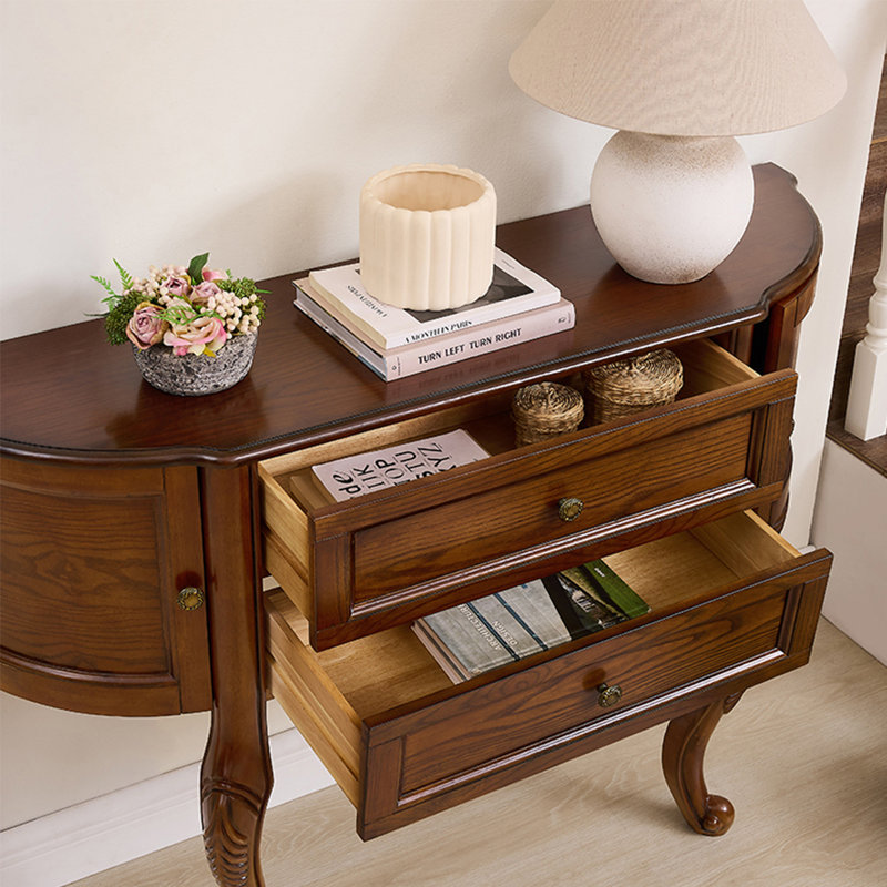 Console en bois massif rétro, Brun, H 33,46 po x l 51,18 po x P 13,78 po