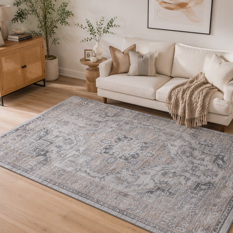 Loom & Luxe Collection 2X3 Ivory/Beige/Oriental Non-Shedding Living Room Bedroom Dining Home Office Stylish And Stain Resistant Area Rug