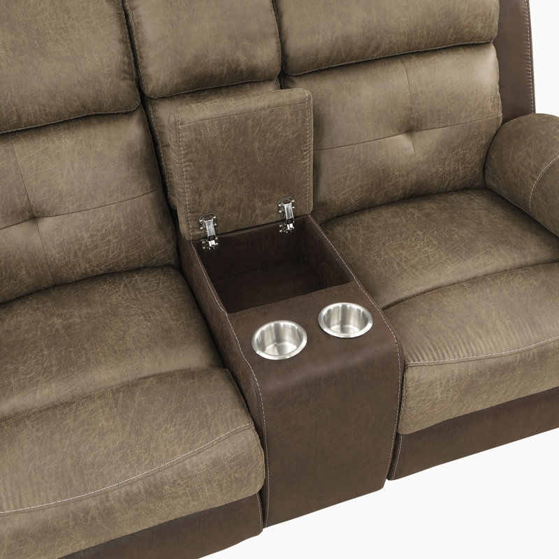 Causeuse inclinable en microfibre transitionnelle de 73 po avec console de rangement centrale Exzavion