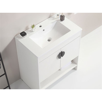 23.60'' Single Bathroom Vanity with Ceramic Top