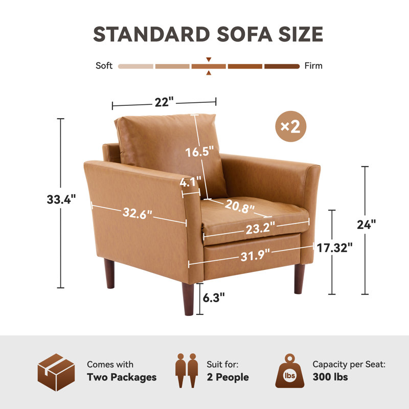 Ensemble de 2 chaises d'appoint Bobur, Similicuir brun moyen