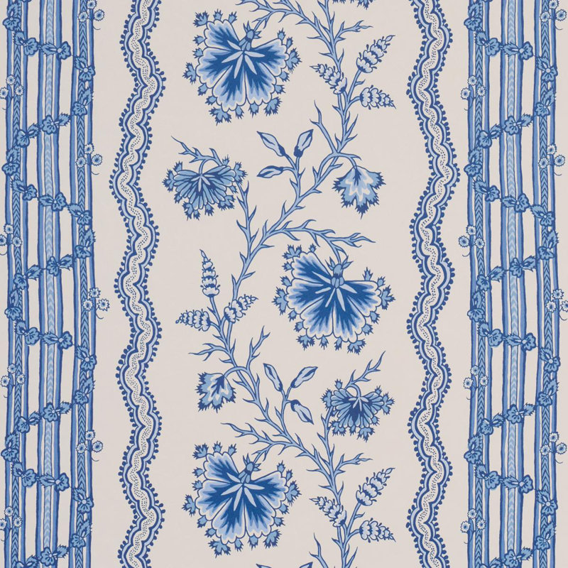 Parvati Floral Stripe Wallpaper, Blue
