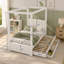 Lit plateforme simple à baldaquin avec lit gigogne et trois tiroirs de rangement, beige-2003105564-2005490139