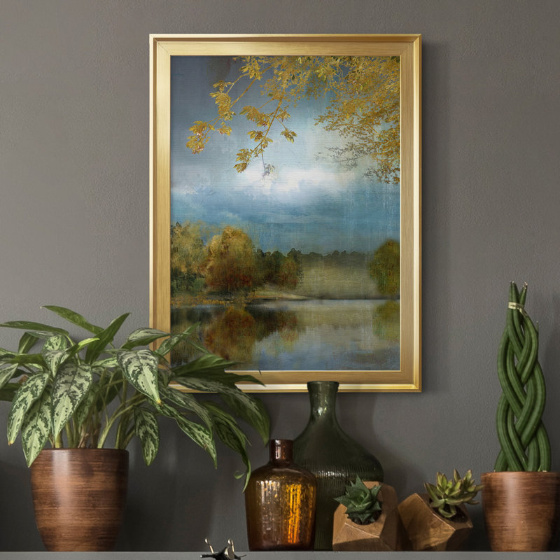 Golden Leaves - Peinture sur toile encadrée, Or, H 18,5 po x l 24,5 po x P 1,5 po