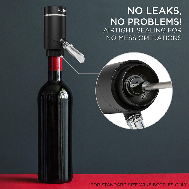 Ivation Black Electric Wine Aerator and Dispenser with Acrylic Spout