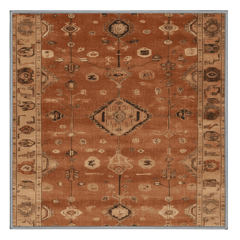 Tapis brun lavable à la machine, Carré 8 pi