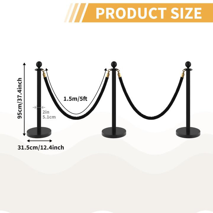 12 pièces de chandeliers et cordes de velours, chandeliers noirs avec ceintures rétractables, barrières de contrôle des foules avec base creuse, cordes de tapis rouges et poteaux pour articles de fête