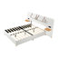 Grand lit tapissier en velours beige