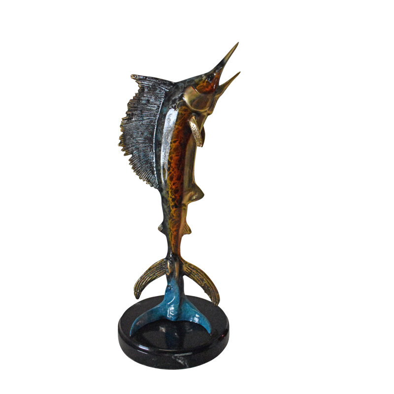 Statue Alfonzo en bronze à voilure simple montée sur marbre rond - Taille: L 6 po x l 6 po x H 15 po.