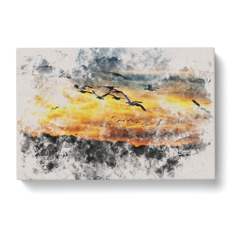 Geese At Sunset - Wrapped Canvas, 50cm H x 76cm W x 3cm D