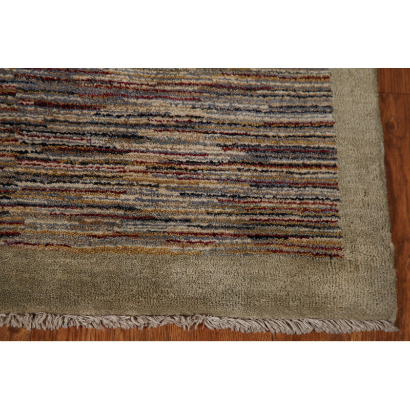 Tapis unique en laine noué à la main gris nouvel âge 2 pi 8 po x 4 pi Gabbeh