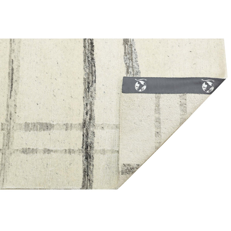 Hand Knotted Geometric Area Rug, Rectangle 8' x 10'
