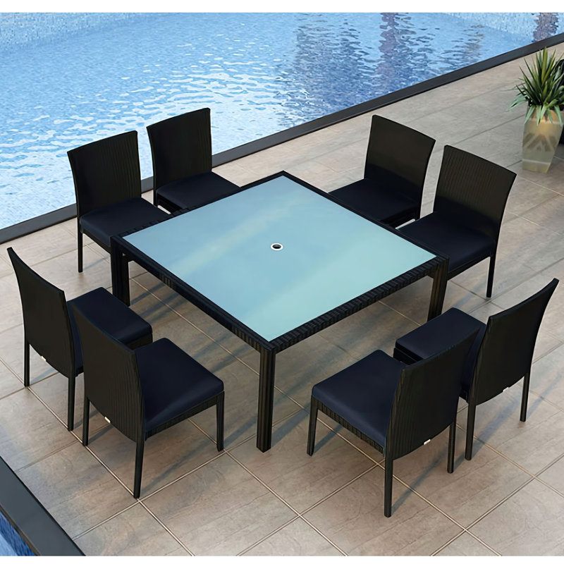 Ensemble repas Kaneb, Spectre indigo Sunbrella®, Spectre indigo Sunbrella®, H 29,5 po x l 59 po x L 59 po