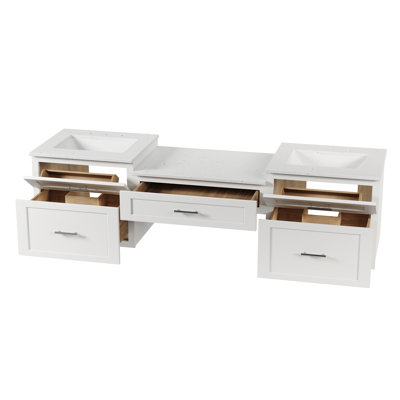  Meuble-lavabo mural double 78 po avec comptoir Carrara