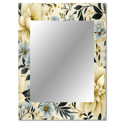 Starisha Minimalist Victorian Simplicity Victorian Pattern - Floral Unique Wall Mirror, Cottage Mirror, Printed Metal Art