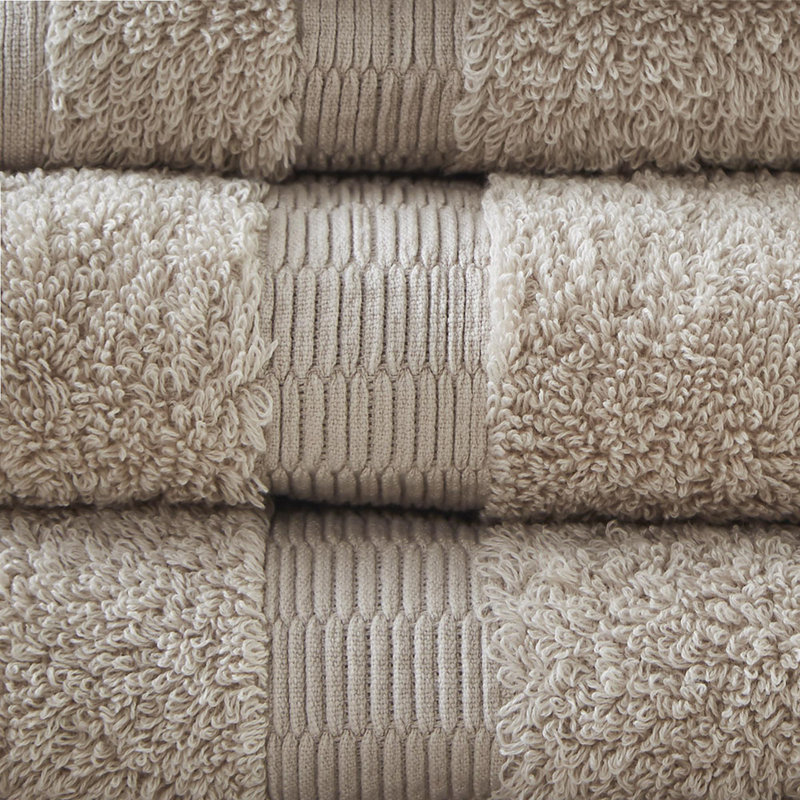 High-quality and durable 100% Egyptian-Like Cotton soft bath towels with high absorbency (set of six multi-sizes), Sand