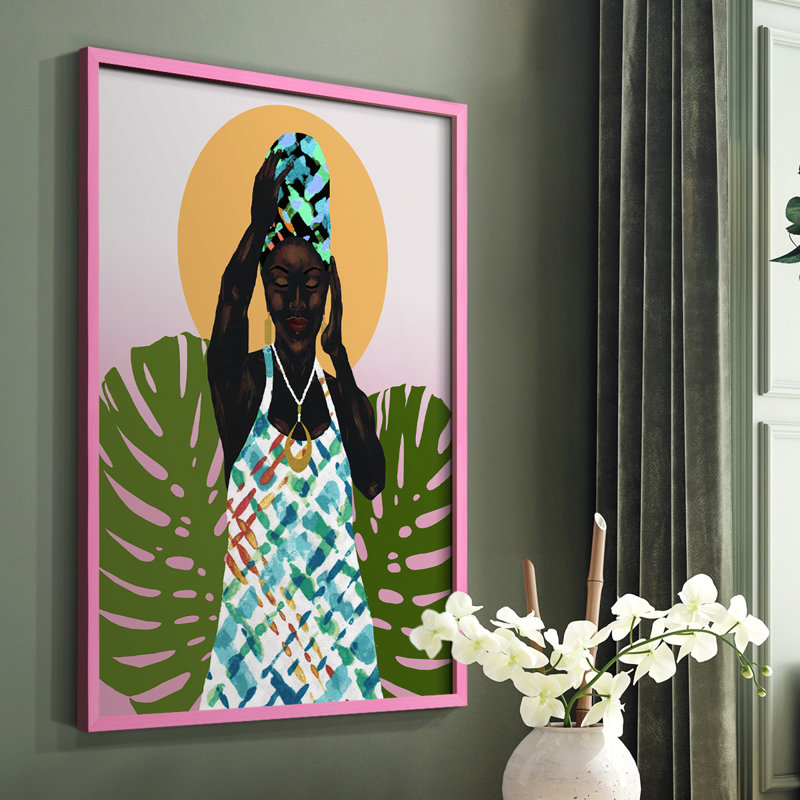 «Her Faith», reproduction encadrée - bois massif, Rose, H 10 po x l 8 po