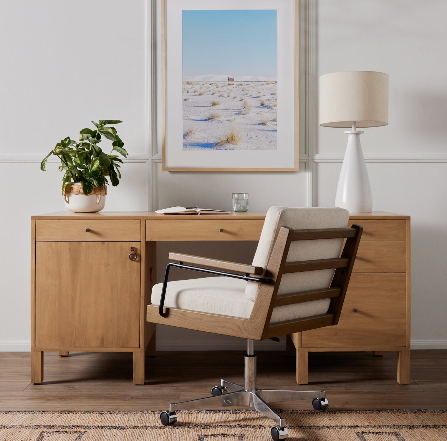 Kenzie 70 " Executive Desk, Dry Wash Poplar