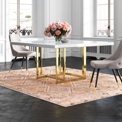 Newcomb Glass Top Metal Base Dining Table