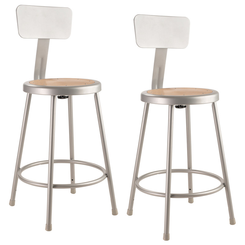 Tabouret en acier robuste avec dossier, gris, 39"