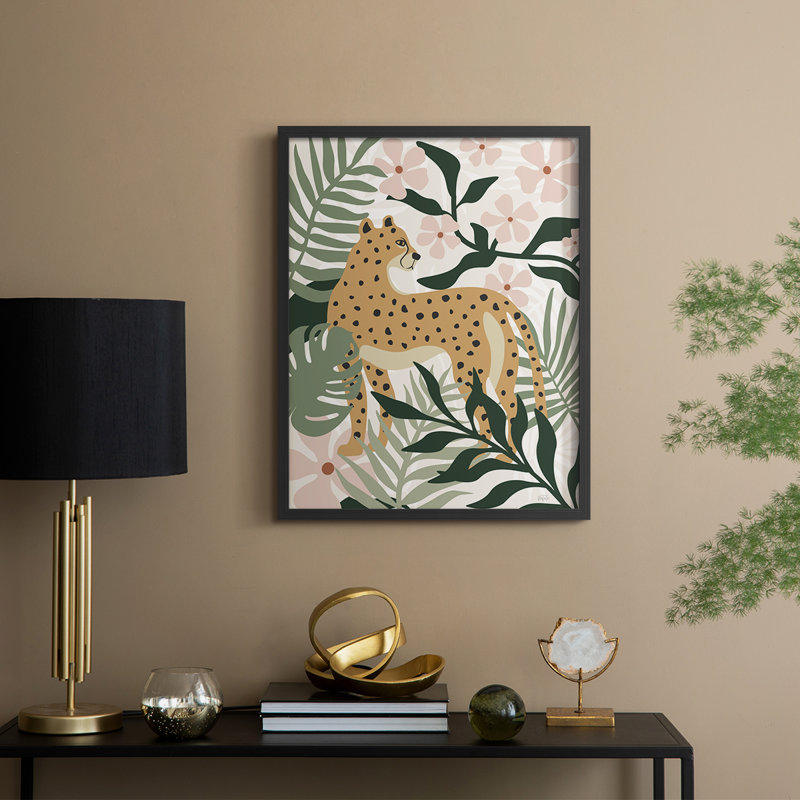 «Jungle Cat I», reproduction encadrée - bois massif, Noir, noir, noir, noir, H 21 po x l 17 po