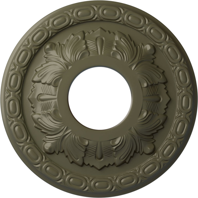 Médaillon de plafond Endurathane Linus, DE 11 1/4 po x P 1 1/8 po, finition laiton peinte à la main, Tortue peinte