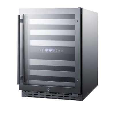 Summit Appliance Dual Zone 23.5'' Built-In 46 Bottle Wine Refrigerator with Reversible Door
