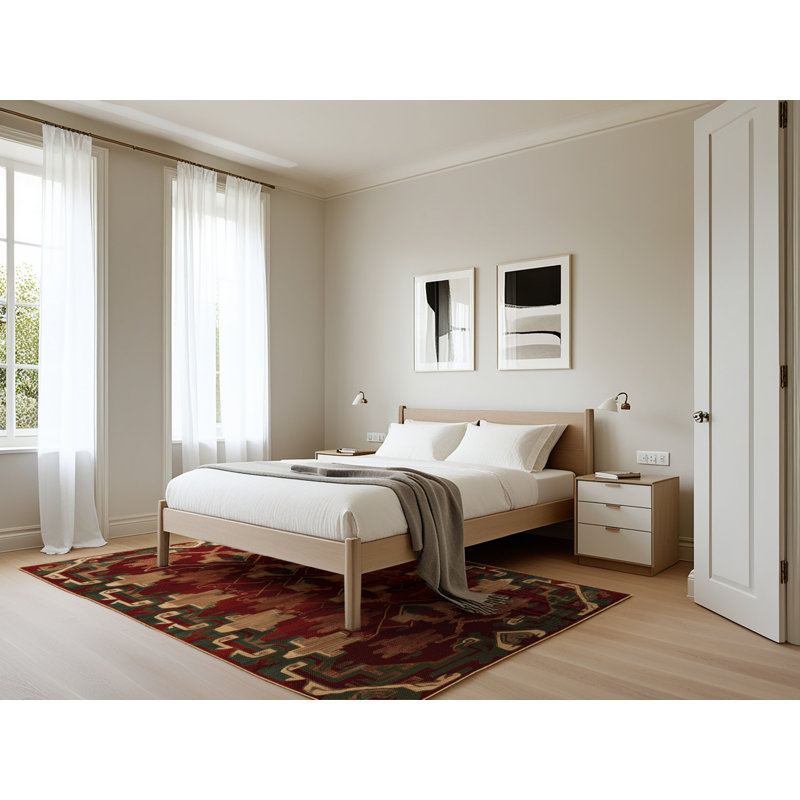 Tapis art déco brun lavable à la machine, Rectangle 5 pi x 7 pi