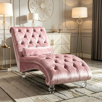 Velvet Chaise Lounge Indoor,Button-Tufted Upholstered Chaise Lounge Chair