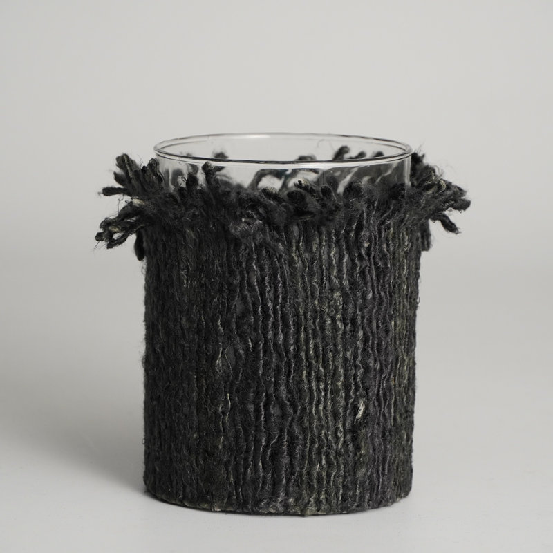Porte-votive de table en verre, H 5 po x l 5 po, Gris foncé